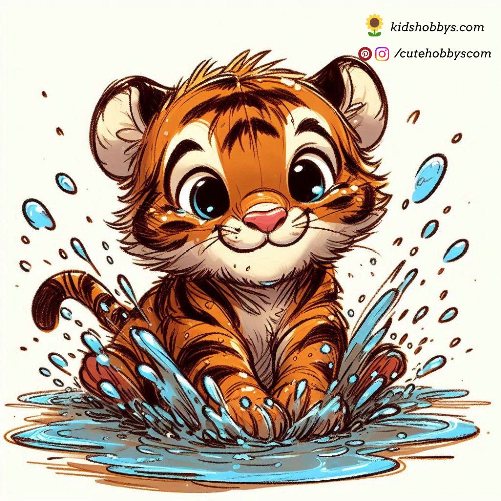 Baby Tiger Splashing in a Puddle! 🌧️🐅💦