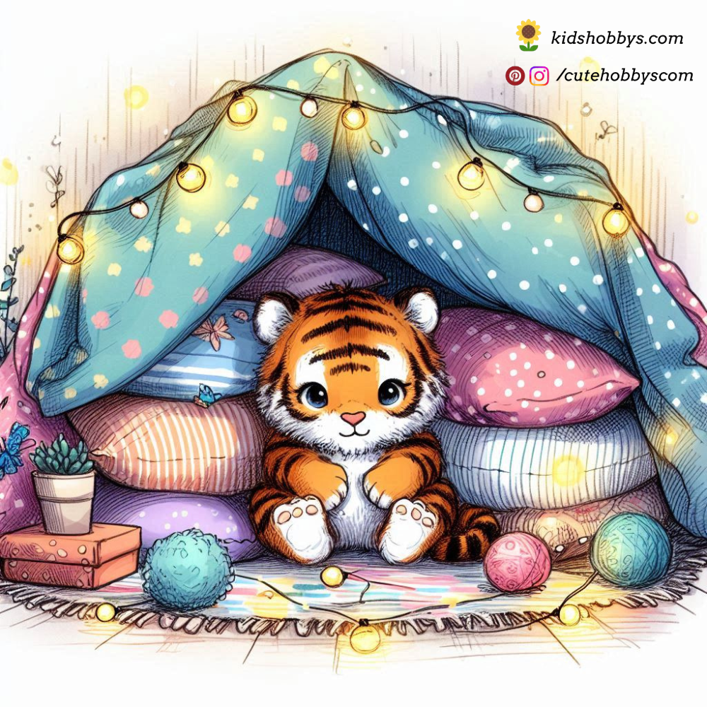 Baby Tiger’s Cozy Blanket Fort! 🏰🐅🛏️