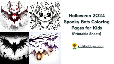 Cute Halloween Spooky Bats Coloring Pages for kids