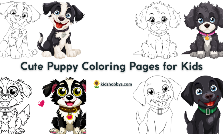 Cute puppy coloring pages for kids