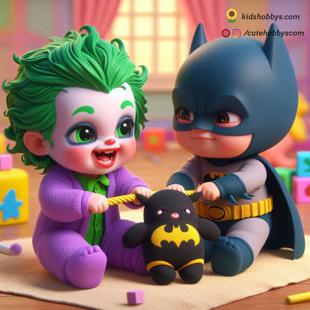 Tiny Batman vs. Baby Joker. Who Will Win the Cutest Tug of War Over the Bat-Plushie